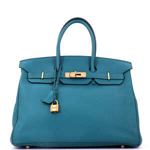 Hermes Birkin 35 Blue Clemence with Gold Hardware